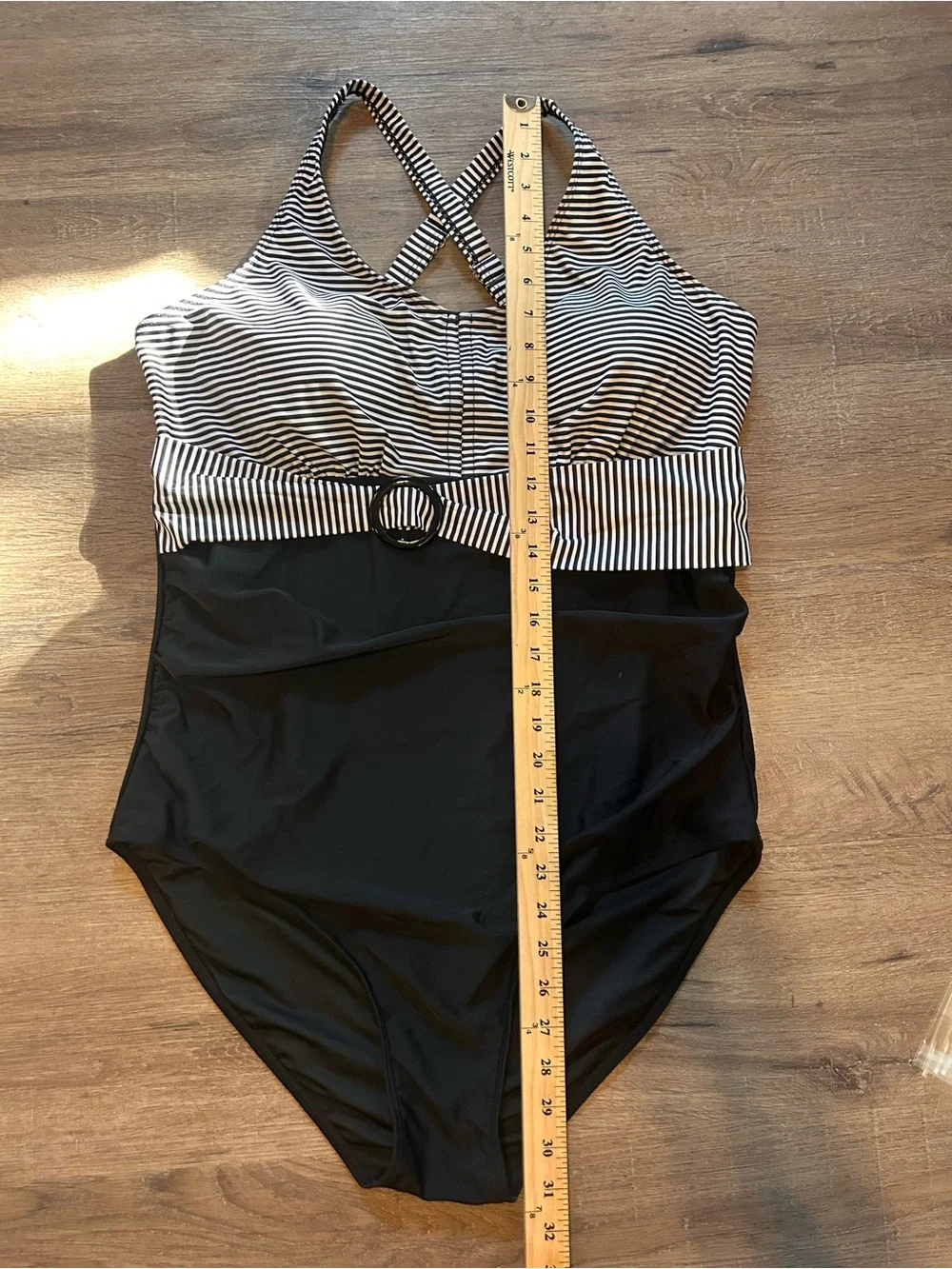 BloomChic One-Piece Swimsuit Womens Plus Size 20 Black White Striped